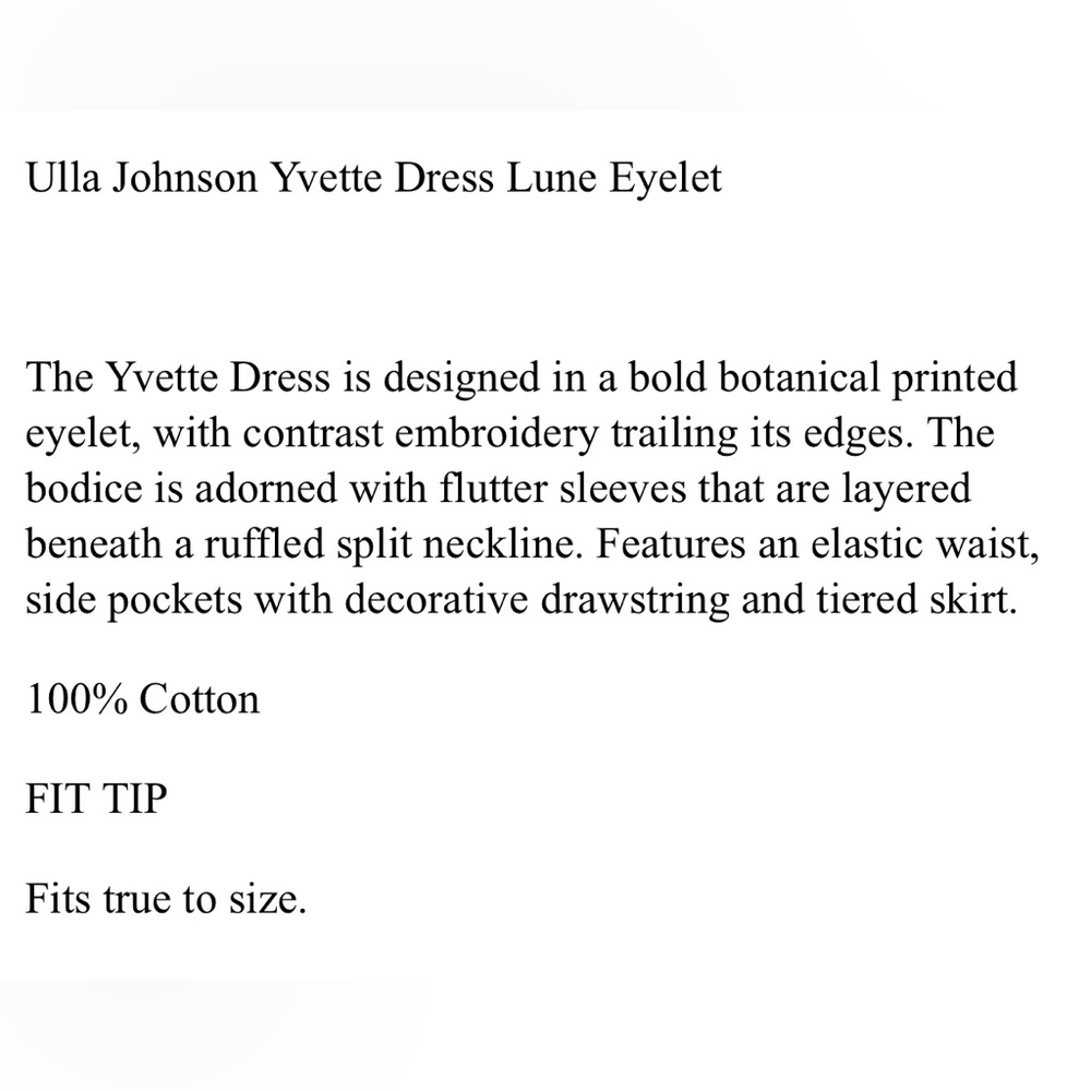 ULLA JOHNSON Yvette Floral Cotton Midi Dress Size 4 - Picture 17 of 17